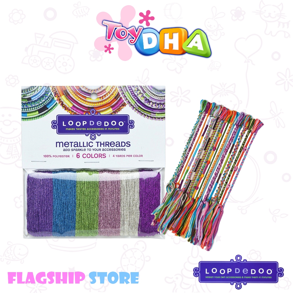 Loopdedoo DIY 6 Colours Metallic Threads RUEMT6 Craft Kit Activity ...