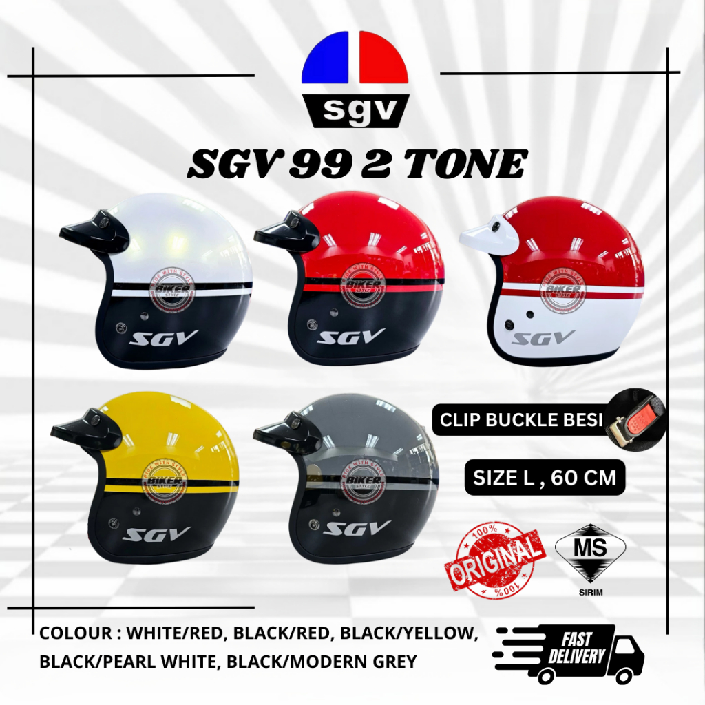 SGV HELMET SGV 99 2 TONE COLOR (3 BUTTON) {Topi Keledar SGV 99-TIDAK ...