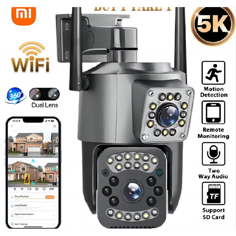XIAOMI CCTV V380 PRO Dual Lens WiFi 8MP 5K Outdoor Weatherproof Wired ...