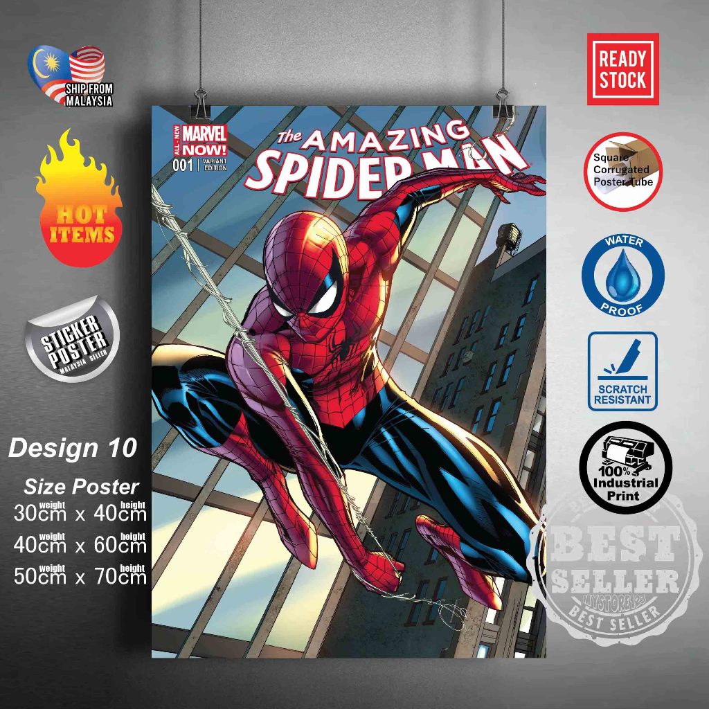 (READY STOCK)Marvel Poster The Avengers iron Man Spider-Man Captain ...