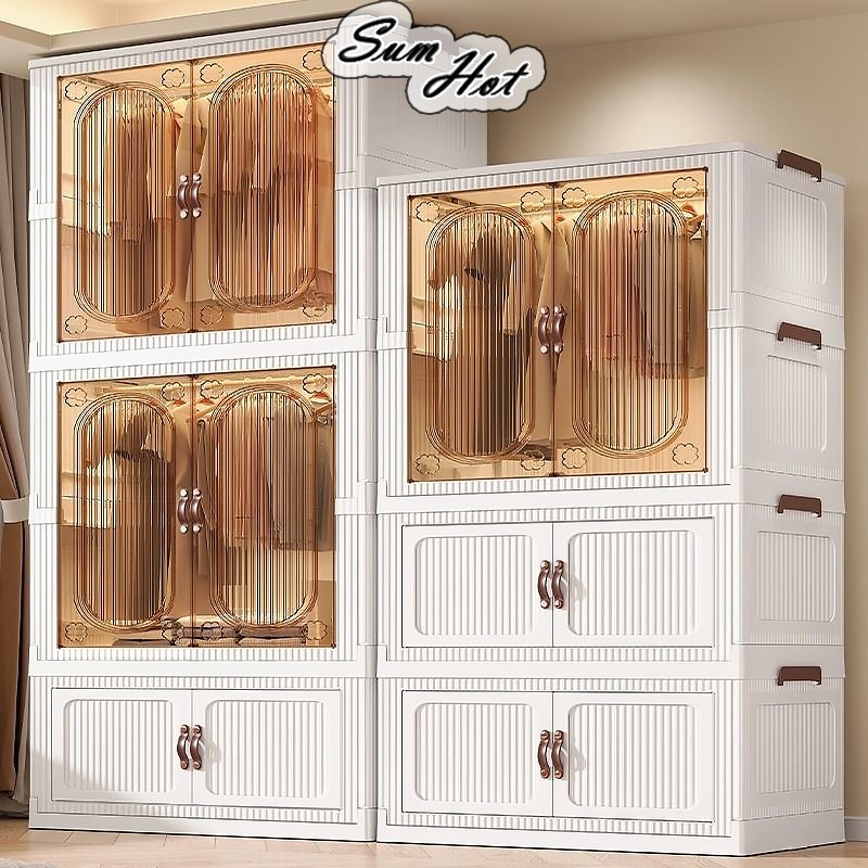L56-76cm Adult Double Open Doors Wardrobe Storage Moveable Folding ...