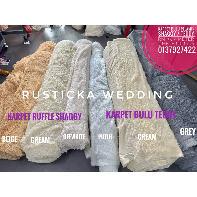 3 Meter Carpet Ruffle Shaggy Karpet Bulu Pelamin Plush Velvet Ruffle ...