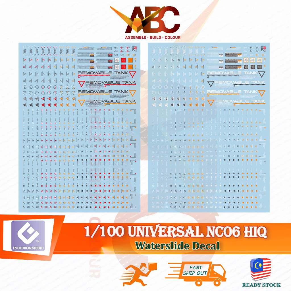 (Evo) Waterslide Decal - 1/100 NC06 HIQ Generic Warning Caution ...