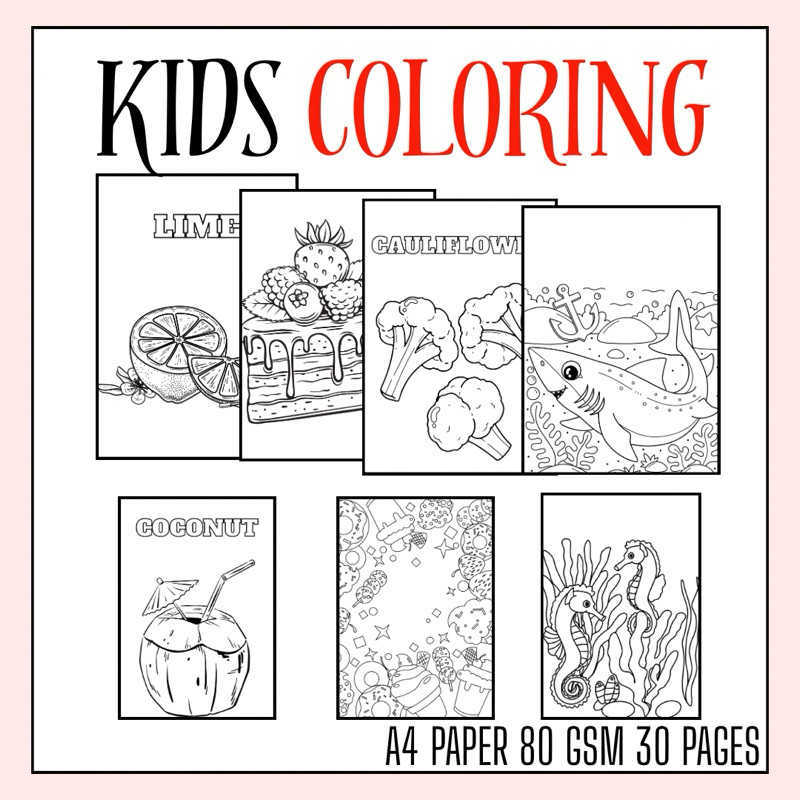 30 HELAI Colouring page For Kids kertas Mewarna Kanak-kanak | Shopee ...