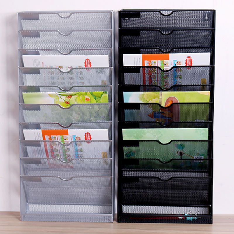 Iron Art Grid Wall-Mounted Rack Wall Hanging Magazine Newspaper Rack ...