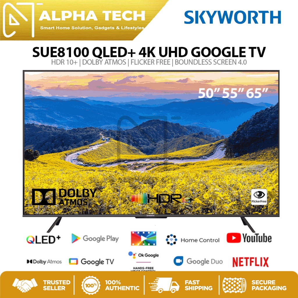SKYWORTH SUE8100 4K QLED+ UHD Smart TV (50"/55"/65") Google TV | Eye ...
