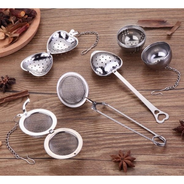 Round Heart Tea Leaf Infuser Strainer 不锈钢心形茶球茶漏茶叶过滤器泡茶器 Penapis Daun ...