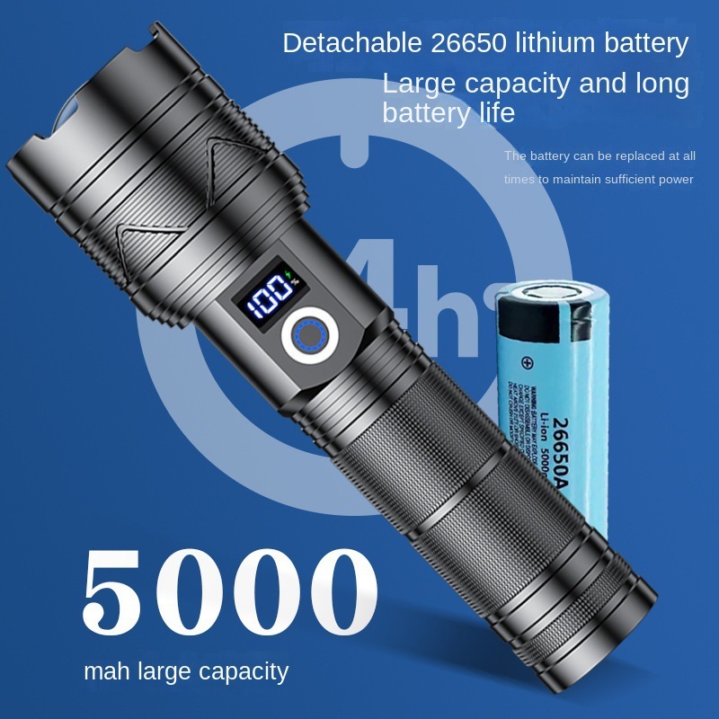 Super Long Range Tactical Flashlight High Power LED Torch USB ...