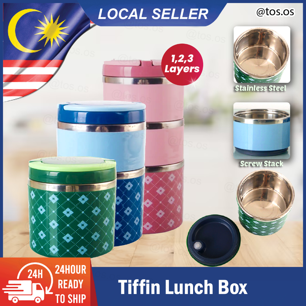 Multicolor Stainless Steel Lunch Box Food Double Layer 1 2 3 Tiers ...