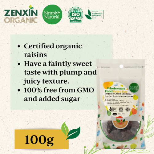 Simply Natural Organic Green Seedless Jumbo Raisin 100g | Shopee Malaysia