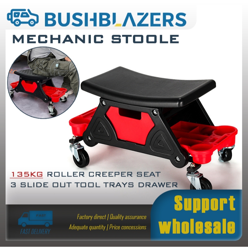 【BUSHBLAZERS】Mechanic Stool with Wheels Rolling Chair Garage Mechanics ...