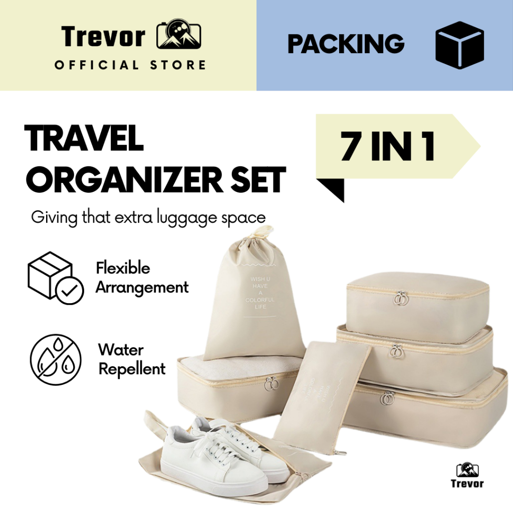 TREVOR 7 in 1 Travel Organizer Set – Storage Luggage Bag Pouch Clothes ...