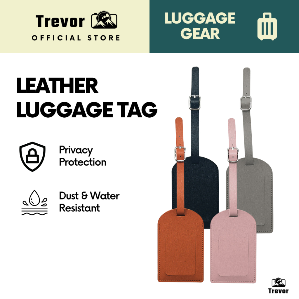 TREVOR Leather Luggage Tag - Premium Waterproof Travel Suitcase Baggage ...