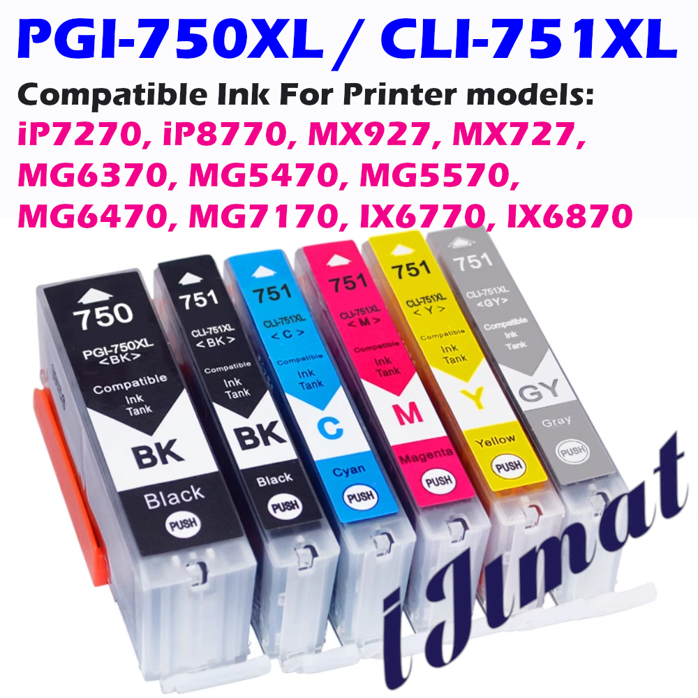 PGI750 PGI-750XL PG750 CLI751 CLI-751XL Compatible ink For Canon iP7270 ...