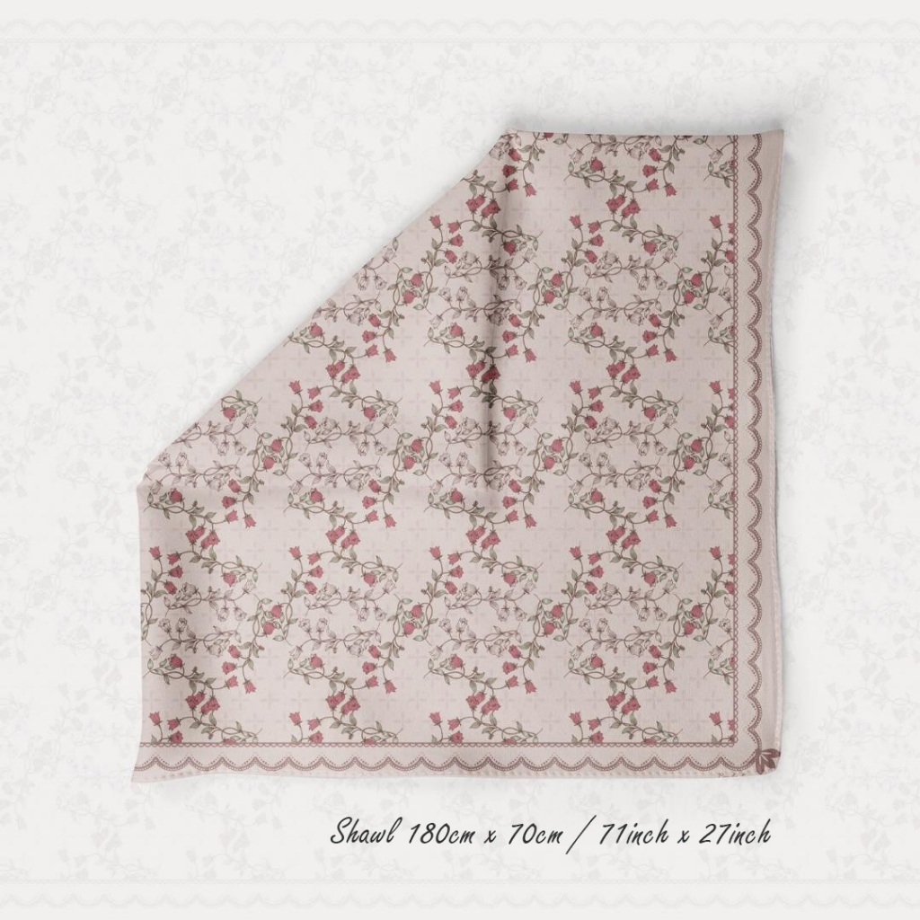 PANDAEYES SHAWL FLORAL SATIN 𝗖𝗟𝗔𝗦𝗦𝗜𝗖 𝗥𝗔𝗬𝗔 𝟮𝟬𝟮𝟱 𝗖𝗢𝗟𝗟𝗘𝗖𝗧𝗜𝗢𝗡 70CM*180CM (Hijab / Tudung/ Shawl)
