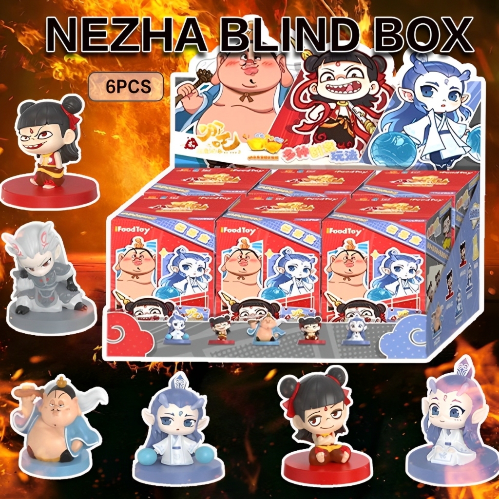 6Pcs/Set Nezha Aobing Figure Blind Box Cosplay Anime Figure Model Dolls ...