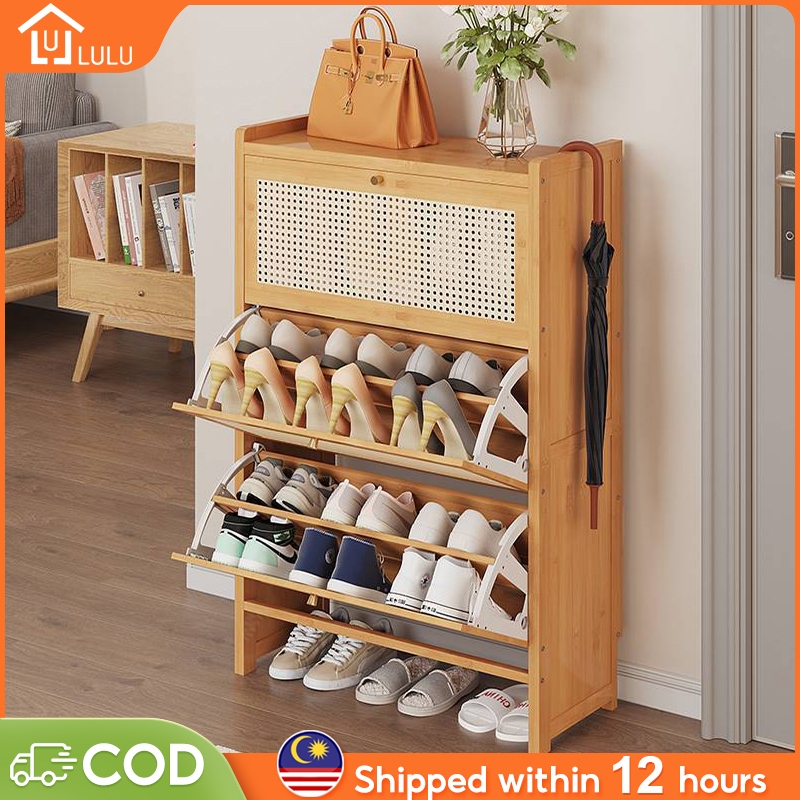 LULU Bamboo Shoe Cabinet Almari Kabinet Kasut 30+ Pairs Of Shoes Storage  Shoe Rack Rak Kasut 鞋柜
