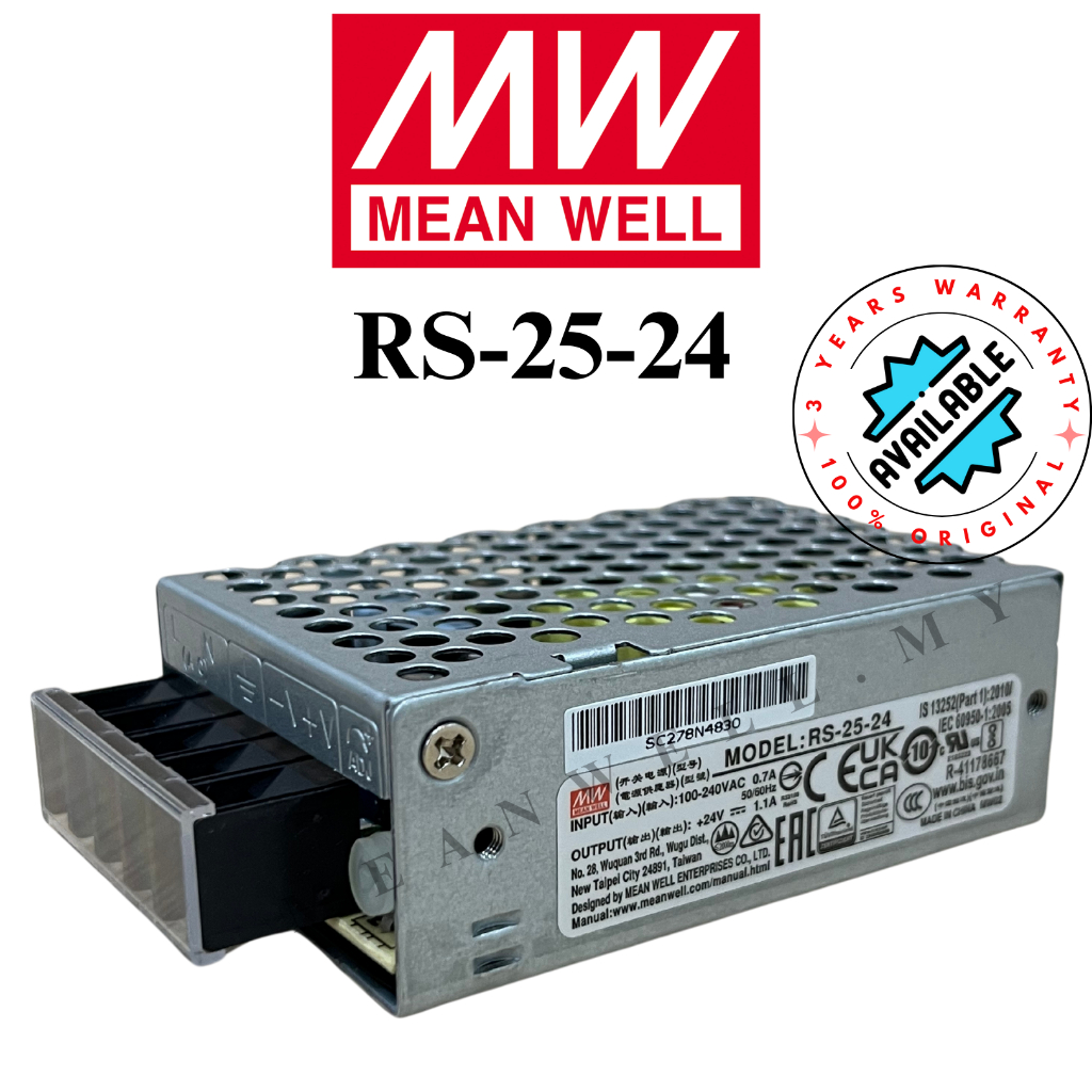 Mean Well RS-25-24 25W 24V 1.1A MeanWell Single Output Switching Power ...