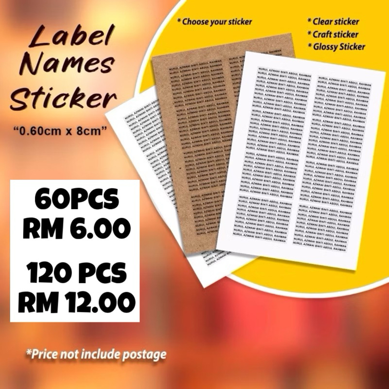 Print label sticker nama | Shopee Malaysia