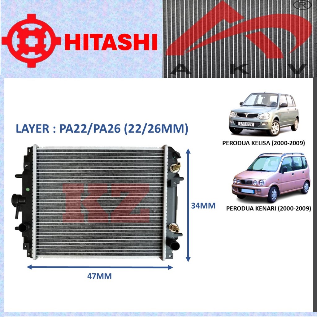 PERODUA KELISA KENARI AUTO MANUAL 2000-2009 - RADIATOR - PA22 22MM ...