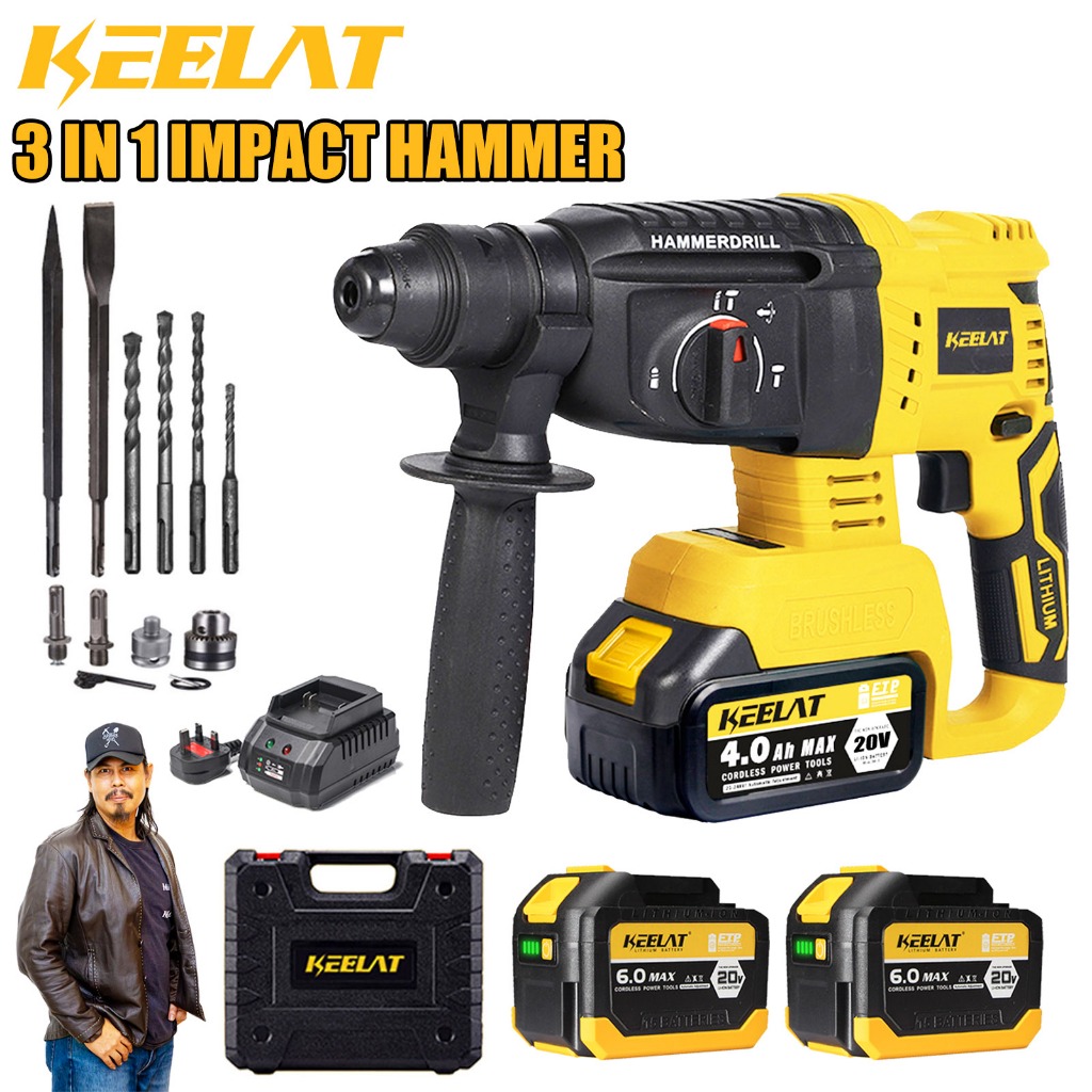 KEELAT KWHD001 3 Mode Cordless Brushless Rotary Hammer Impact Drill ...