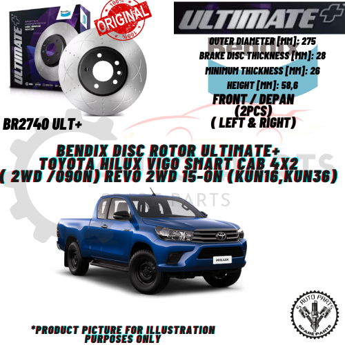 TOYOTA HILUX VIGO 4X2 Revo 2WD 15-ON KUN16/KUN36 (FRONT 2PCS ) 100% ...