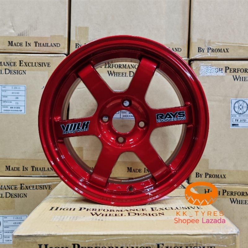 New Sport Rim 15inch Promax Wheels TE37 15X7JJ ET28 4H100 CANDY RED ...