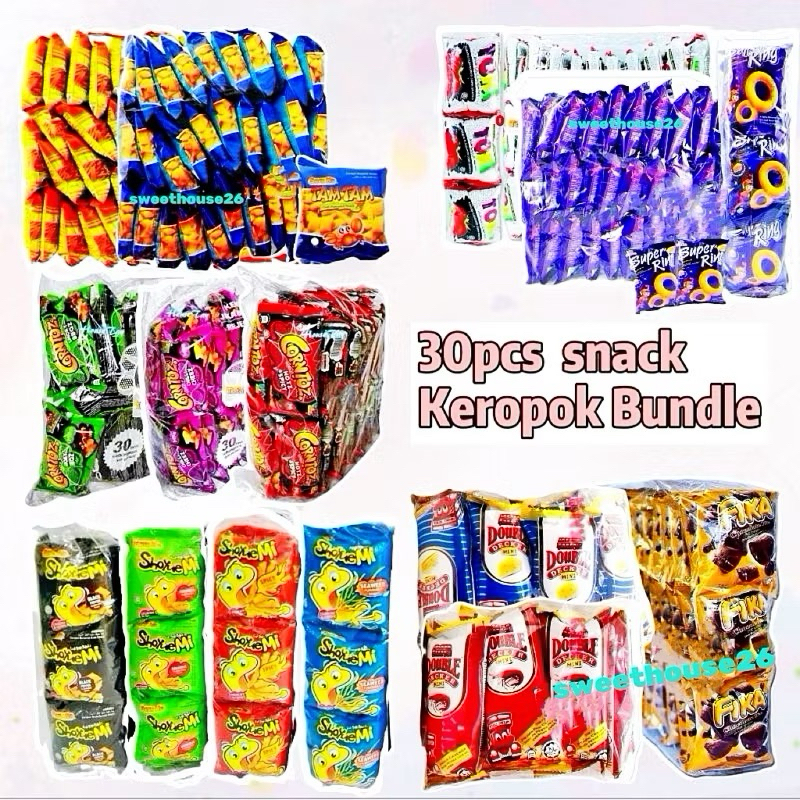 Keropok Bundle snack 30pcs Super Ring /Rota/ Vira/Corntoz/Double Decker ...