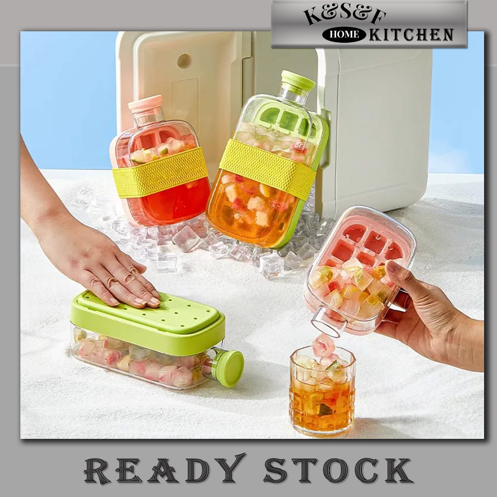 ( Ready Stock ) Cool Ice Cube Bottle Tray Leak-Proof Ice Mold Cup Press ...