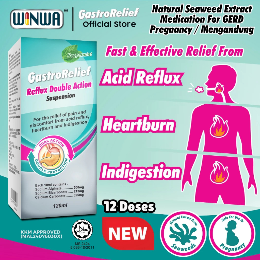 GASTRORELIEF REFLUX DOUBLE ACTION SUSPENSION (PEPPERMINT) 120ML(EXP:08/ ...
