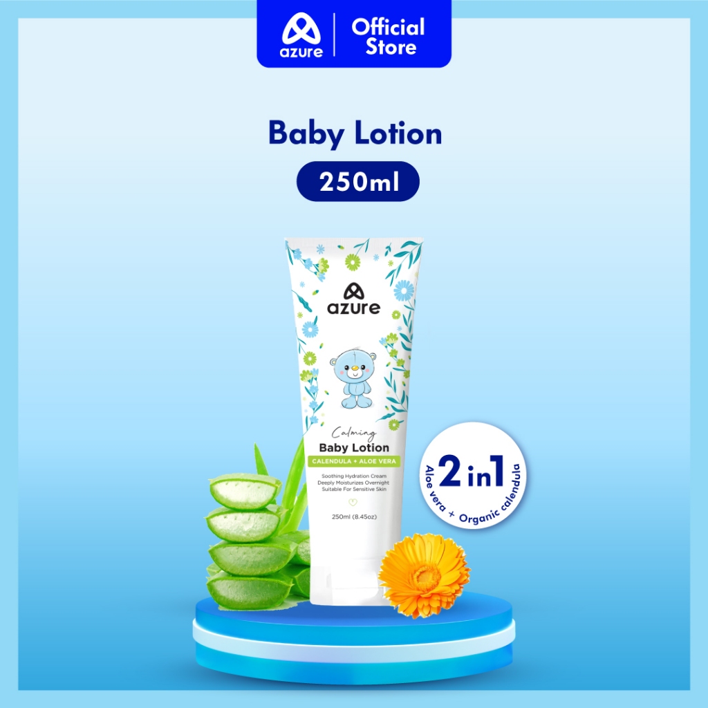 AZURE 100% Natural Baby Lotion Aloevera Organic Calendula Flower 2in1 ...