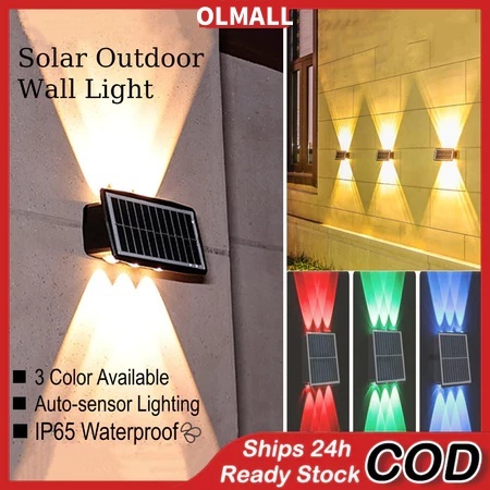 Solar Wall Light 6 LED Sensor Lampu Solar Outdoor Waterproof Lighting ...