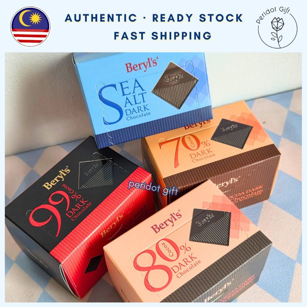 Beryl's Dark Chocolate 60g Box - 70% / 80% / 99% Cacao / Sea Salt ...