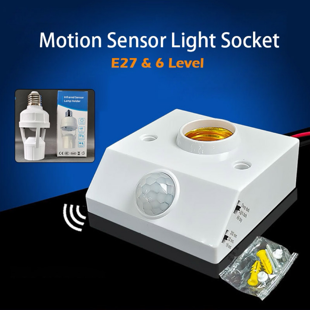 PIR Motion Sensor Light Lamp Base Switch E27 LED Switch Lamp Socket ...