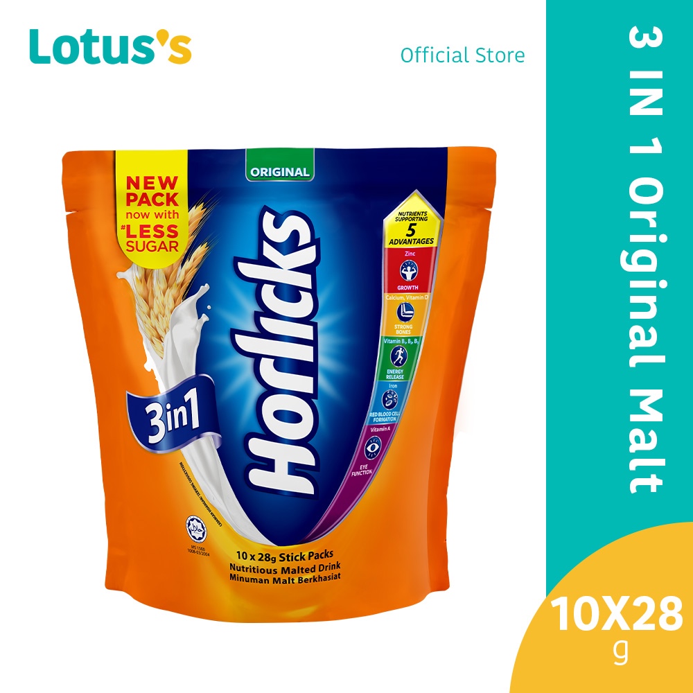 Horlicks 3 in 1 Original Nutritious Malted Drink 10 x 28g | Shopee Malaysia