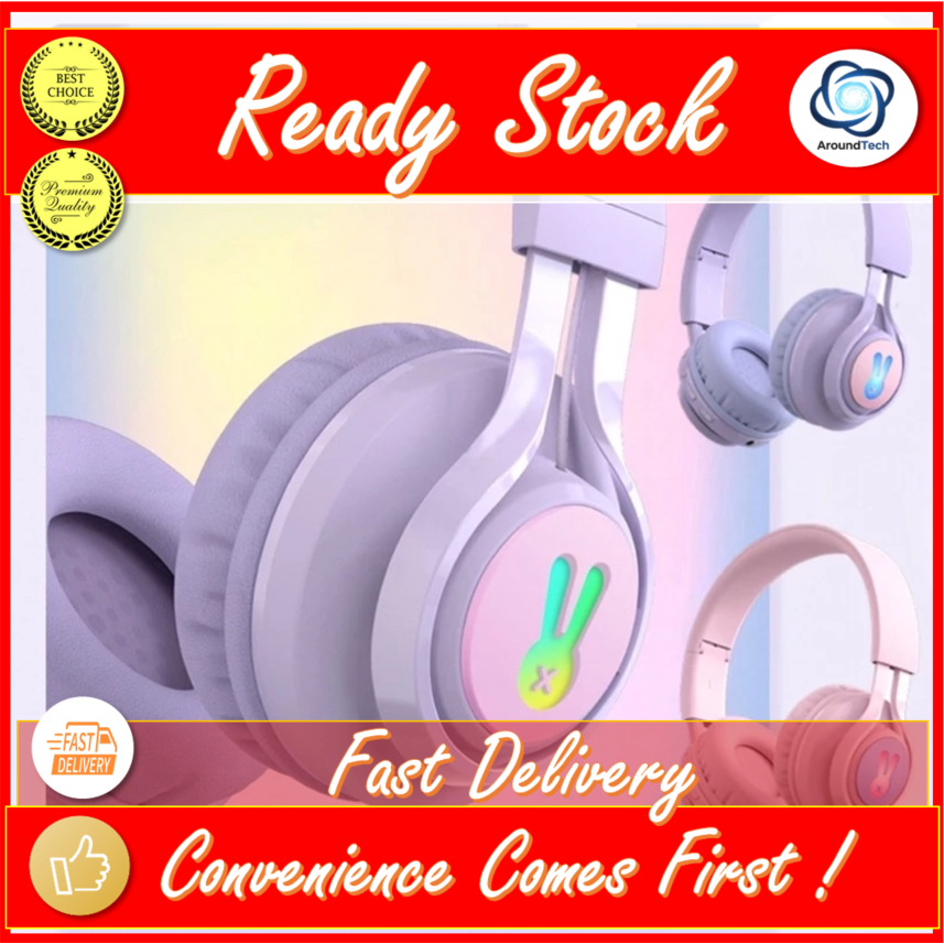 [KIDS][AUDIO] Cute super bass wireless bluetooth headphones Rabbit logo ...