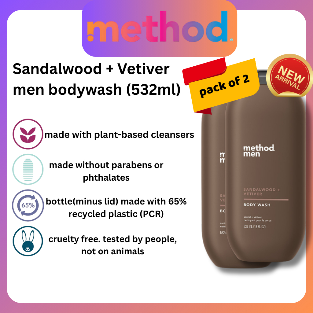 [BUNDLE] method Men Body Wash 532ml - Sandal Wood + Vetiver x2 | Shopee ...