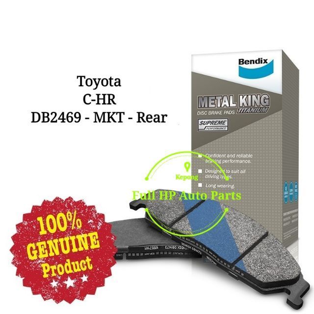 Original Bendix DB2469MKT Rear Brake Pad - Toyota C-HR CHR/ Camry ACV70 ...