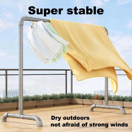 Single Layer Water Pipe Clothes Rack Heavy Duty Clothes Drying Rack ...