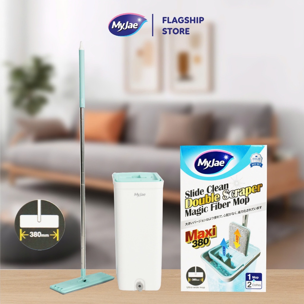 MyJae Slide Clean Double Scraper Magic Fiber Flat Mop Maxi 380 Bucket ...
