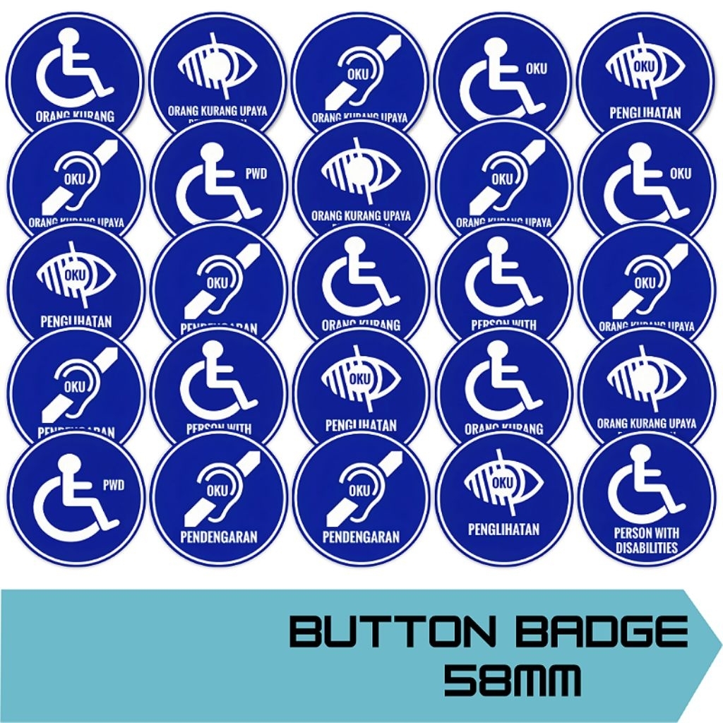 OKU Button Badge 58mm, Pin Badge Orang Kurang Upaya | Shopee Malaysia