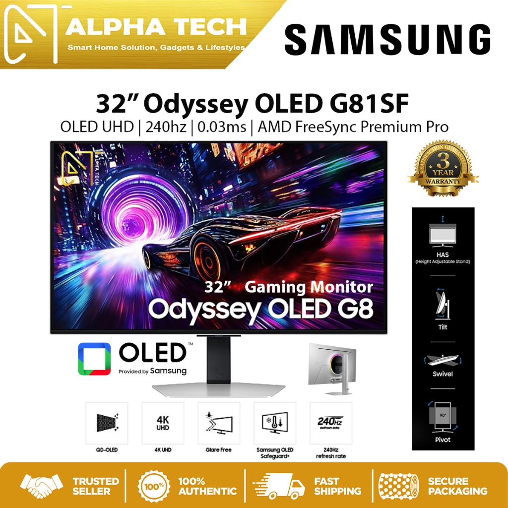 Samsung Odyssey G8 G81SF 32 Inch OLED Gaming Monitor LS32FG812SEXXS 