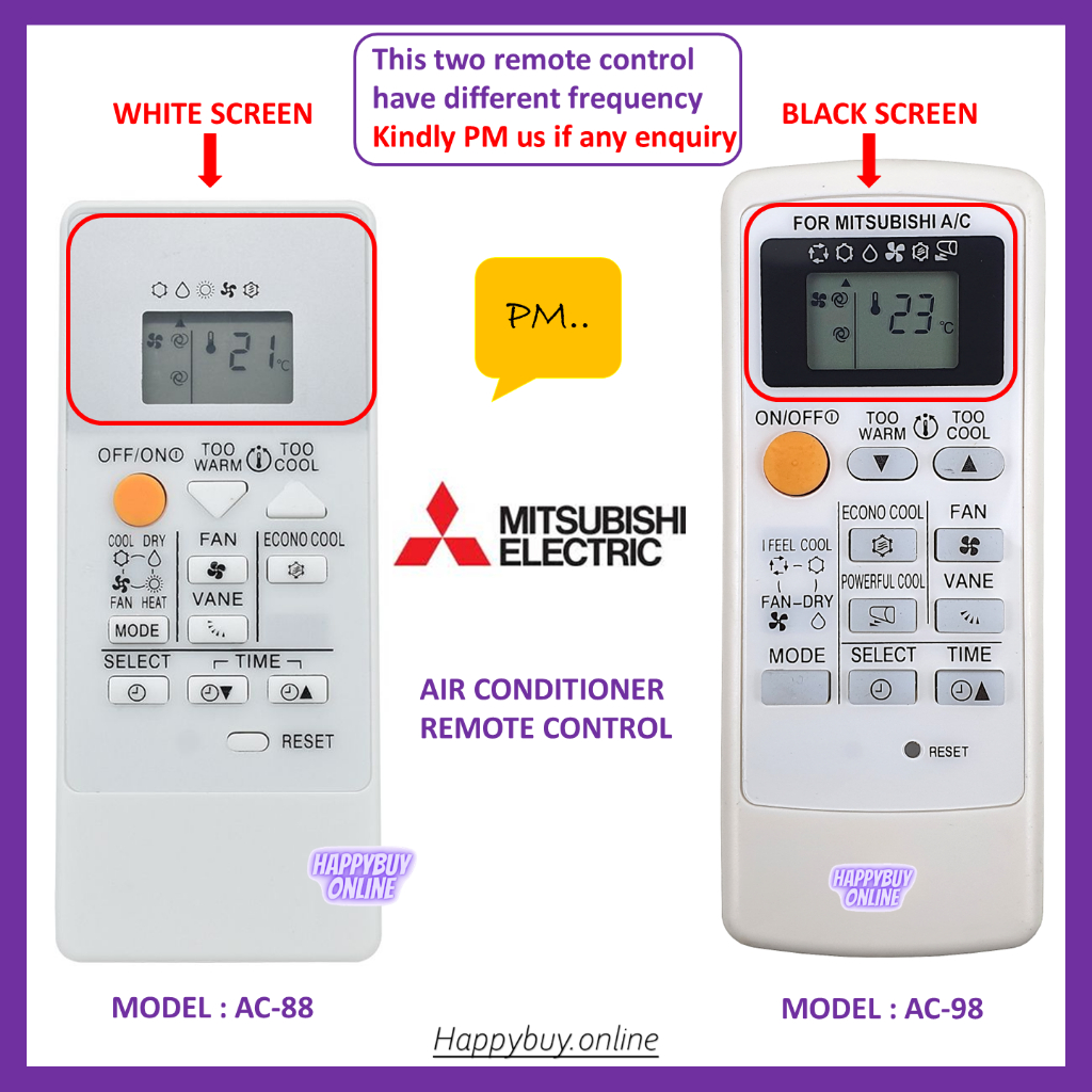 Mitsubishi Electric Aircond Air Conditioner Remote Control AC 88/ AC 98 ...