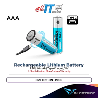 Alcatroz Renergii Rechargeablt Lithium Battery 1.5V 3xAA  Type-C Recharg 400mAh W/Cable