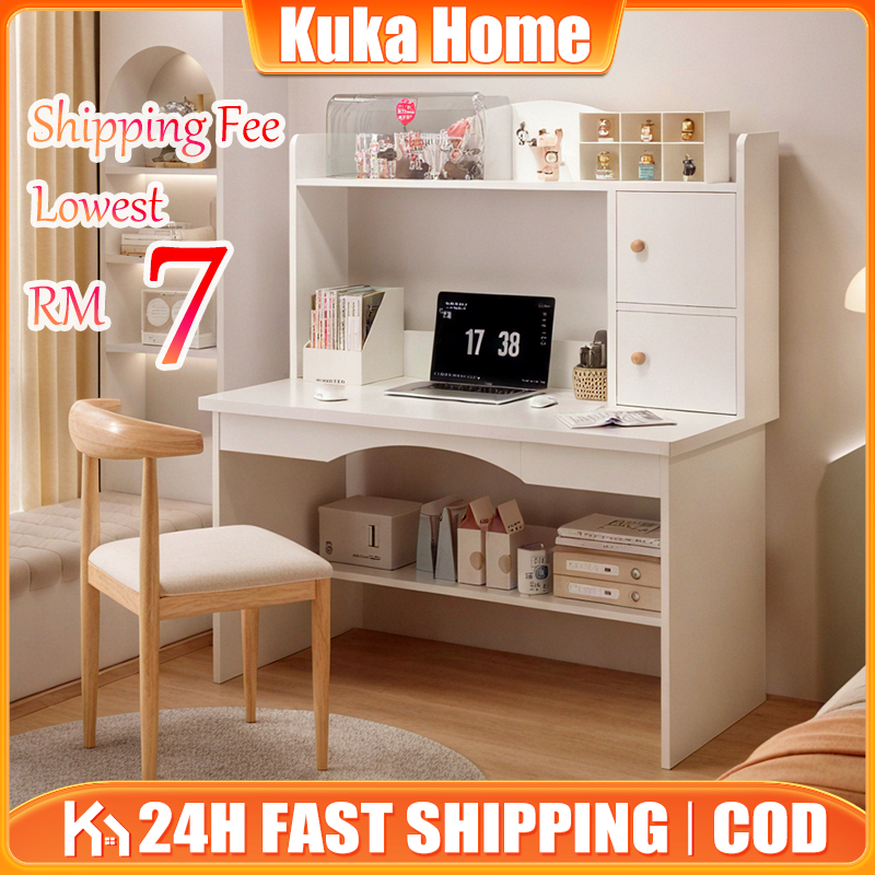 💖Study Table Meja belajar Computer Table With Book Shelf Modern Office ...