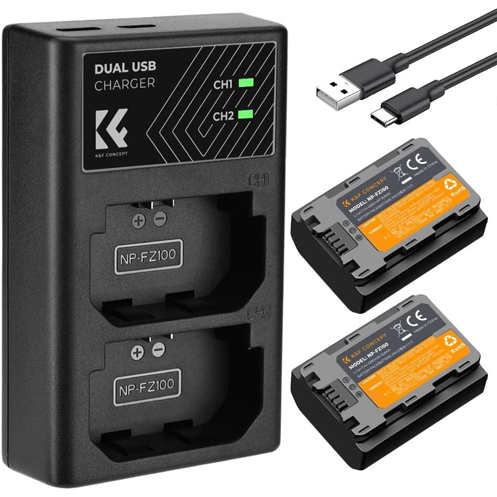 K&F Concept battery & charger for NP-FZ100 (2 batteries + 1 Dual Slot ...
