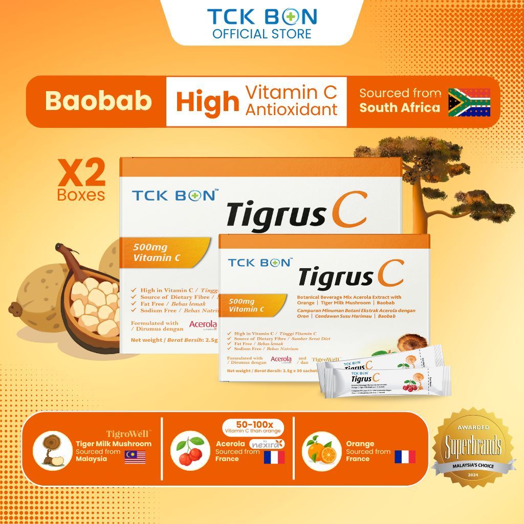 TCK BON Tigrus C (2.5g x 30 Sachets x 2Boxes) | Baobab | Tiger Milk ...