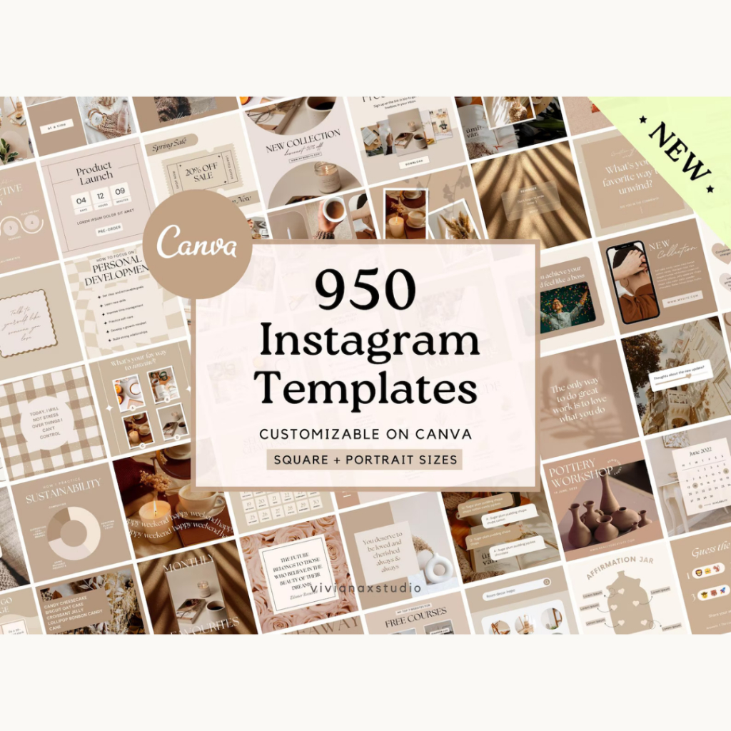 950+ Canva Instagram Templates Neutral Boho | Template IG Beige Brown ...