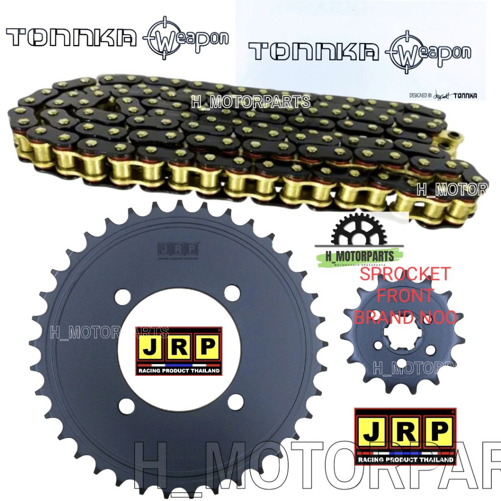 JRP THAILAND MATT BLACK SPROCKET 428 CHAIN O-RING LC135 RXZ Y125Z HEAVY ...