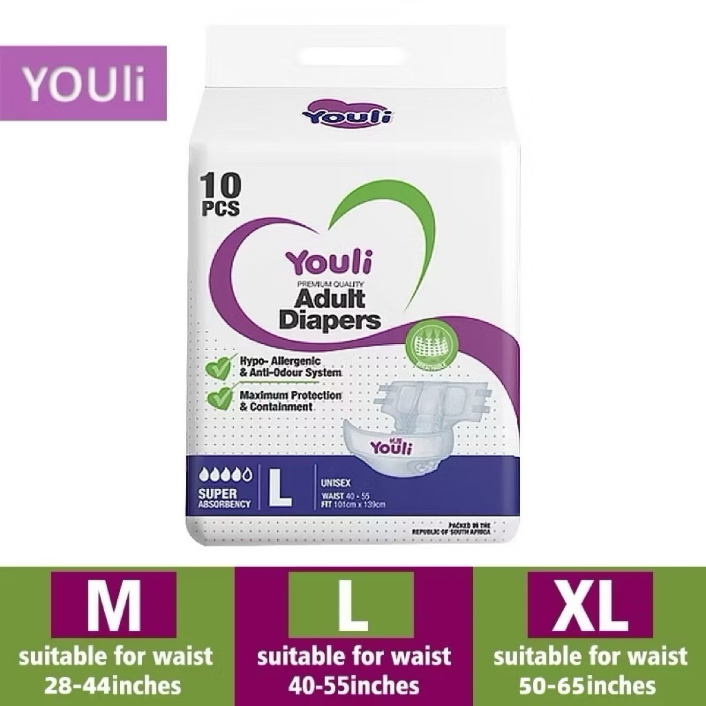 [SALES] Size L (10pcs) YOULI Breathable Adult Diapers Tape Pampers ...